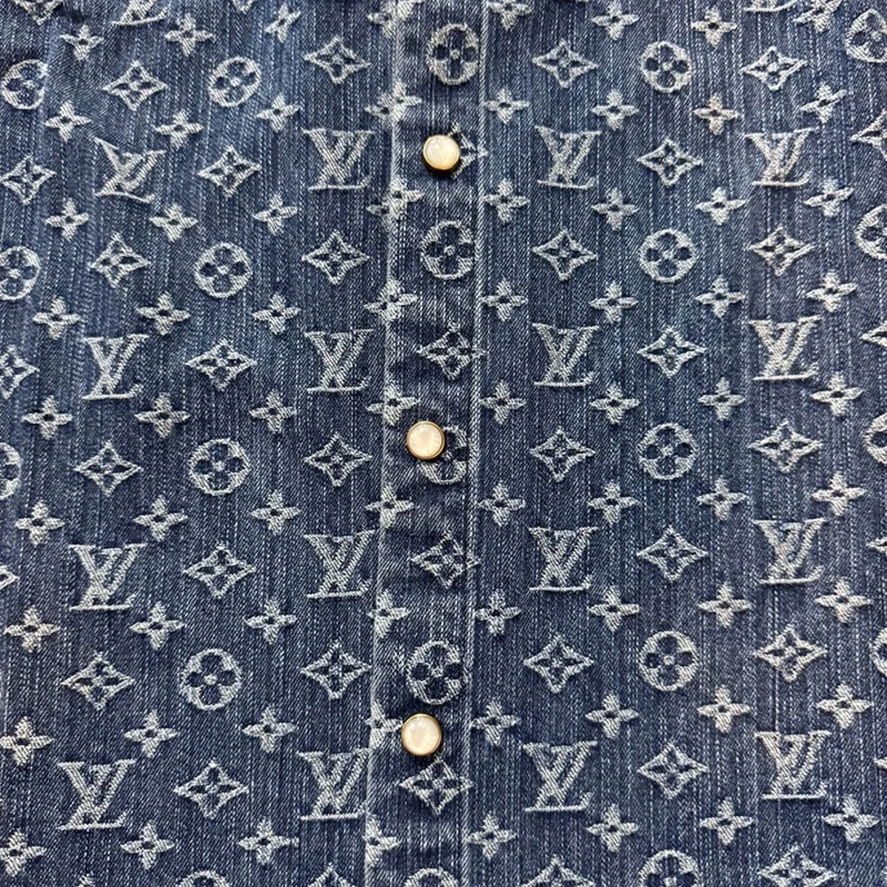 Louis Vuitton Blue Denim Print Lapel Button-Down Shirt - Picture 3 of 5